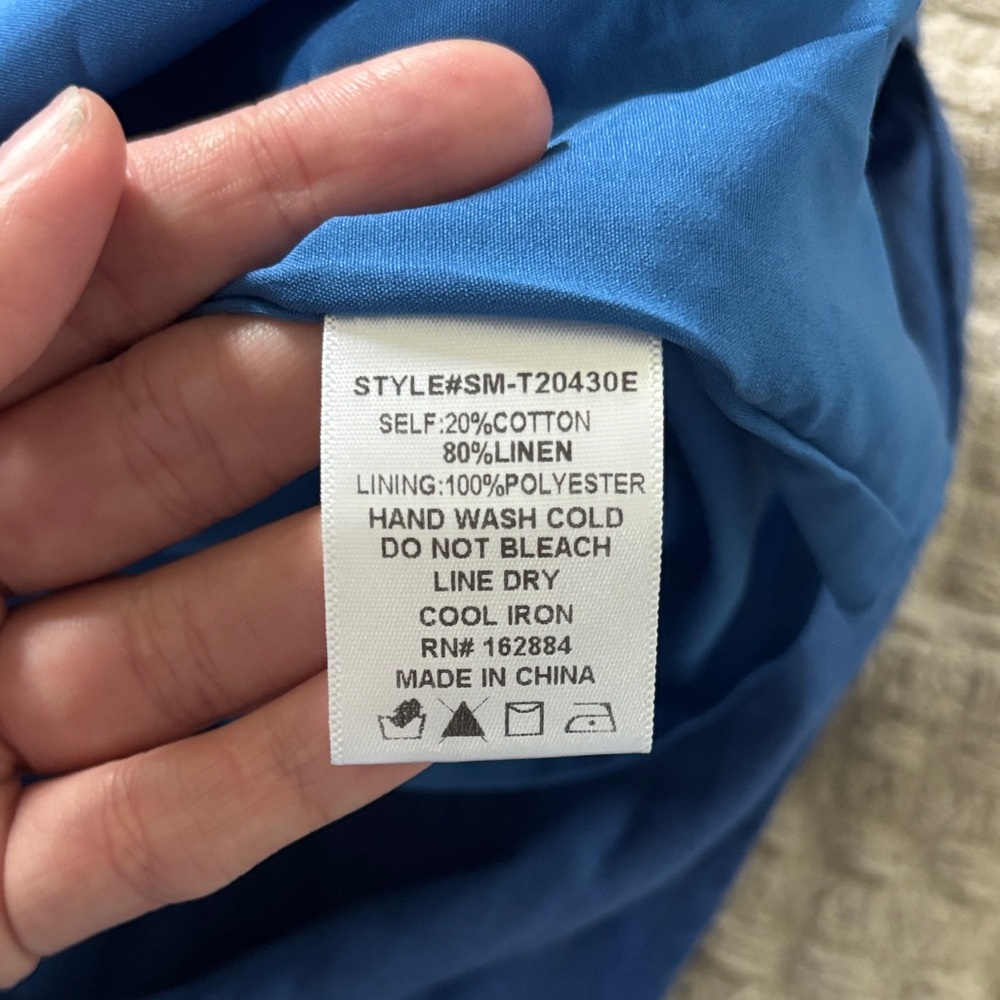 Sky to Moon Chic Linen Strapless Blue Dress - Picture 8 of 8